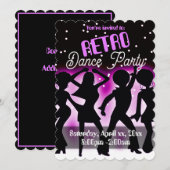Retro Dance Feest Roze Kaart (Voorkant / Achterkant)