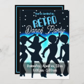 Retro Dance Feest Teal  Kaart (Voorkant / Achterkant)