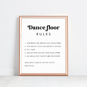 Retro Dance Floor Regels Minimalistisch Trouwteken Poster