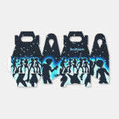 Retro Dance Party Blauwgroen kabel Bedankdoosjes (Uitgevouwen)