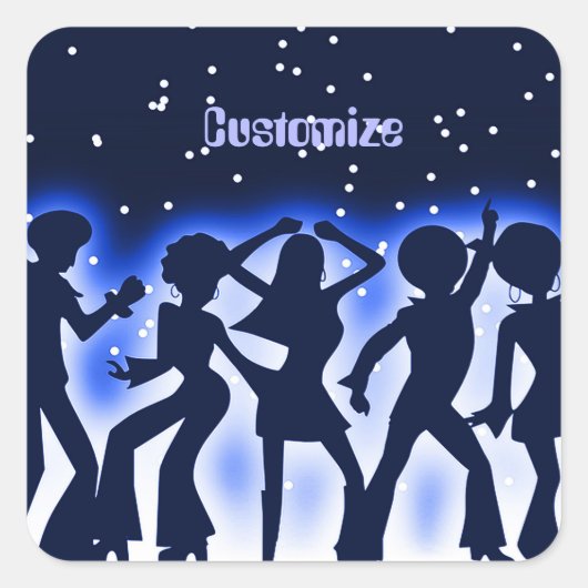 Retro Dance Party Blue Vierkante Sticker (Voorkant)