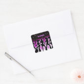 Retro Dance Party roze Vierkante Sticker (Envelop)