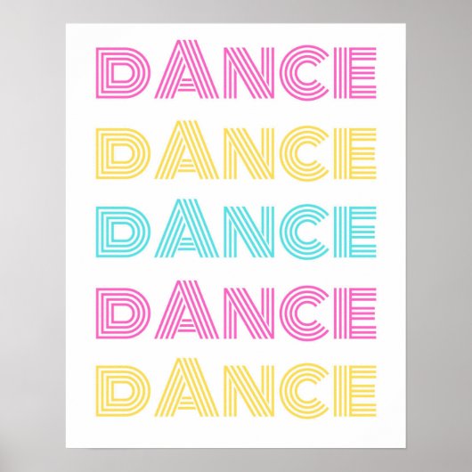 Retro Dance Roze Geel Turquoise Poster (Voorkant)