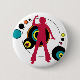 Retro Dancing Girl-knop Ronde Button 5,7 Cm