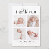 Retro dank u wervelen geboorte aankondiging foto (Voorkant)