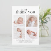Retro dank u wervelen geboorte aankondiging foto (Staand voorkant)