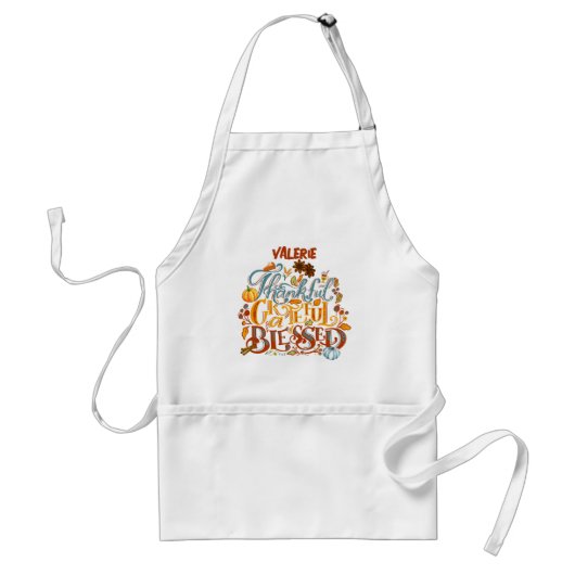 Retro Dankbaar Dankbaar Gezegend Monogram Naam Standaard Schort (Voorkant)