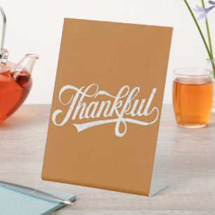 Retro Dankbare Thanksgiving Herfst Cadeau Reclamebord Met Voetstuk
