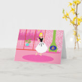 Rétro dans la carte de voeux rose (Fleur jaune)