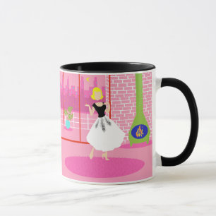 Rétro dans la tasse rose de sonnerie