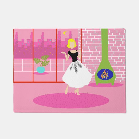Rétro dans le tapis de porte rose (Devant)