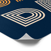 Retro Danse Typographie Bleu Orange Poster (Coin)