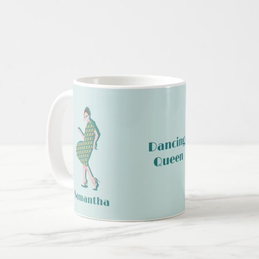 Retro Dansende Queen Green Custom Name Coffee Mok (Voorkant links)