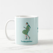 Retro Dansende Queen Green Custom Name Coffee Mok (Links)