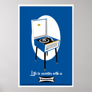 Retro Dansette lecteur de disques Pop Art poster