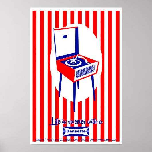 Retro Dansette recordspeler Pop Art poster (Voorkant)