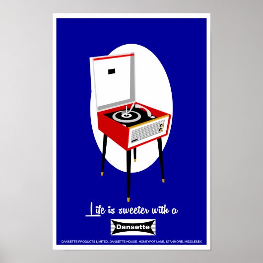 Retro Dansette recordspeler Pop Art poster (Voorkant)