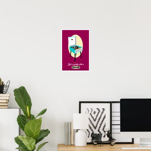Retro Dansette recordspeler Pop Art poster (Thuiskantoor)