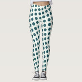 Retro Dark Blauwgroen Polka Dot Pattern - Minimali Leggings (Voorkant)