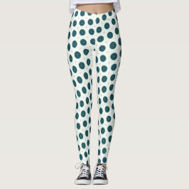 Retro Dark Blauwgroen Polka Dot Pattern - Minimali Leggings