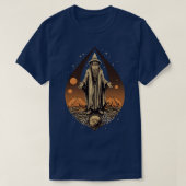 Retro Dark Wizard Fantasy illustratie T-shirt (Design voorkant)