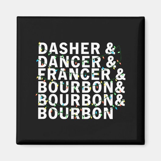 Retro Dasher Dancer Prancer Bourbon Christmas Funn Magneet (Voorkant)