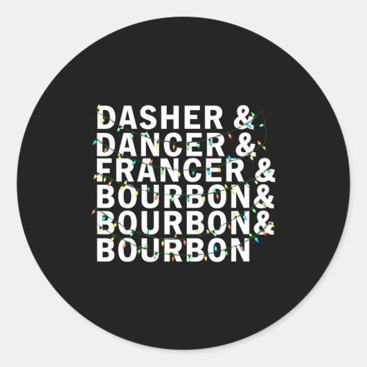 Retro Dasher Dancer Prancer Bourbon Christmas Funn Ronde Sticker (Voorkant)