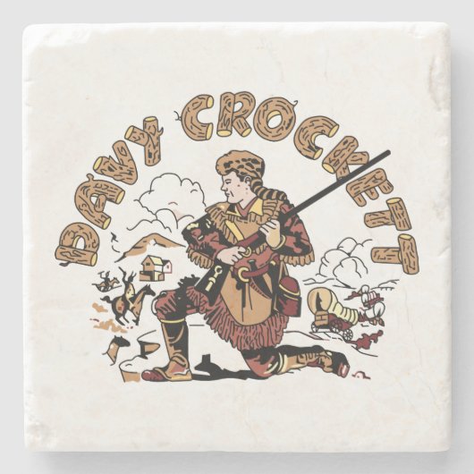 Retro Davy Crockett Stenen Onderzetter (Voorkant)