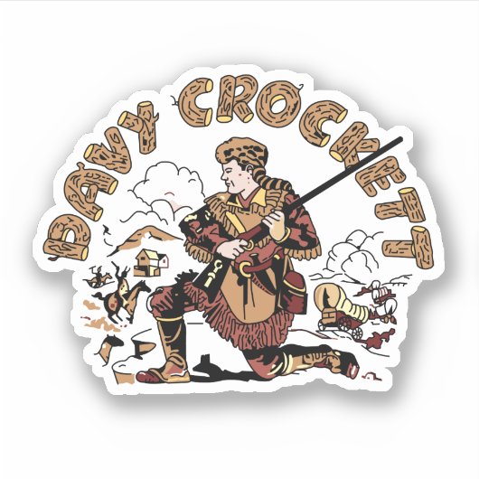 Retro Davy Crockett Sticker (Voorkant)