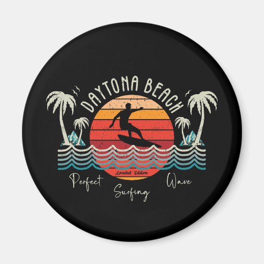 Retro Daytona Beach Surfen Magneet (Voorkant)