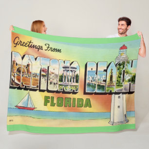 Retro Daytona Beach Worpdeken Fleece Deken