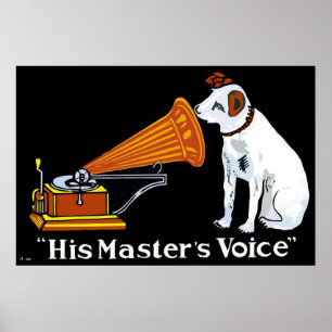 Retro de audio van zijn meesterstem poster