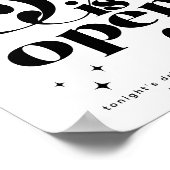 Retro De Bar is Open Typografie | Zwart Poster (Hoek)