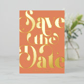 Retro  De datumfoto opslaan | terracotta Folie Uitnodiging (Staand Voorkant)