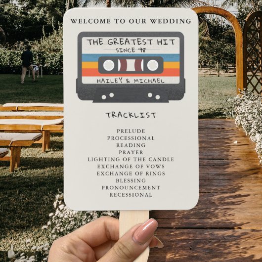 Retro de grootste hit cassette bruiloft programma handwaaier