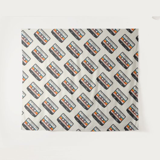 Retro de grootste hit cassette patroon bruiloft wandkleed (Voorkant (horizontaal))