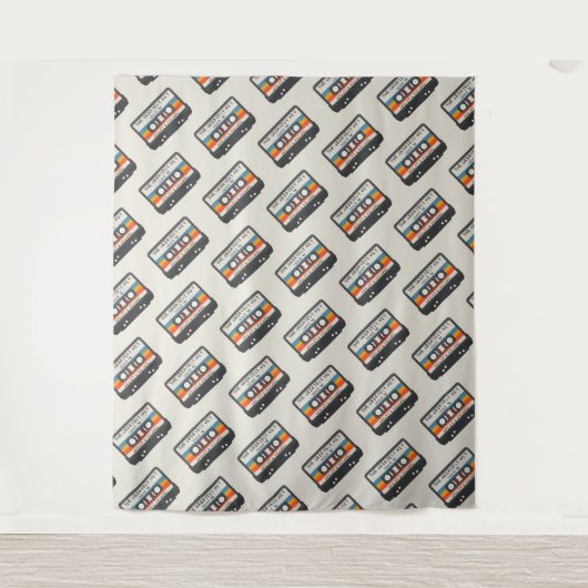 Retro de grootste hit cassette patroon bruiloft wandkleed (Voorkant)