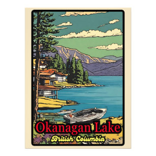 Retro de Okanagan Lake landschap  strip 70 Foto Afdruk