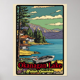 Retro de Okanagan Lake landschap  strip 70 Poster