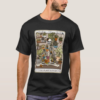 Retro De Plant Liefhebber Tarot Kaart Skelet Hallo T-shirt