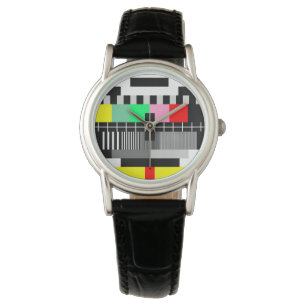 Retro de testscherm van kleurenTV Horloge