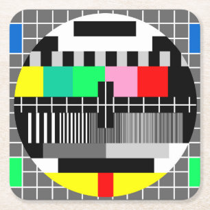 Retro de testscherm van kleurenTV Vierkante Kartonnen Onderzetter