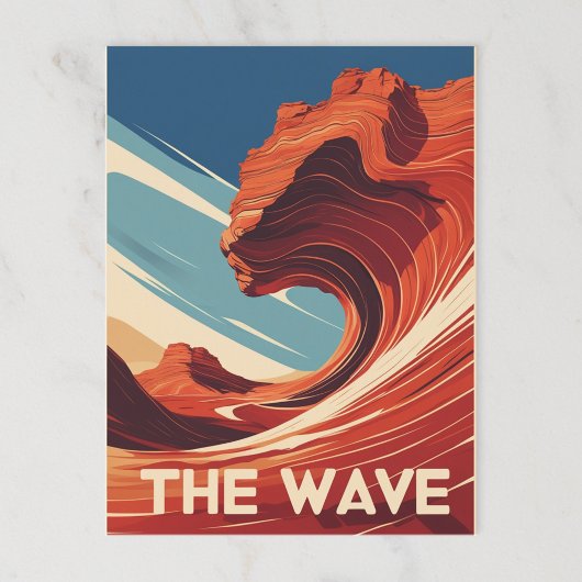 Retro De Wave Rock Formation Woestijn Briefkaart