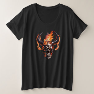 Retro Dead Burning Crâne avec corne en feu