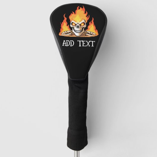 Retro Dead Burning Skelet Schedel in Vuur DIY Naam Golfheadcover (Voorkant)