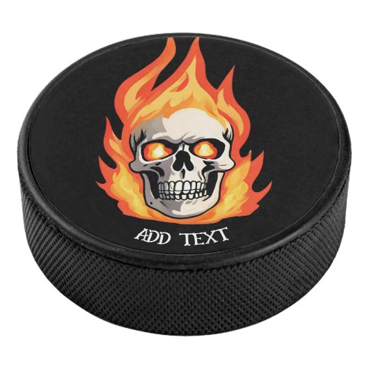 Retro Dead Burning Skelet Schedel in Vuur DIY Naam Hockey Puck (3/4)