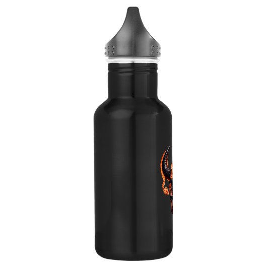 Retro Dead Burning Skull met hoorn in Vuur Waterfles (Links)