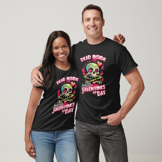 Retro Dead Inside maar het is Valentijnsdag Skull  T-shirt (Unisex)