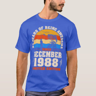 Retro December 1988 34 Year Old Fishing Lover 34th T-shirt