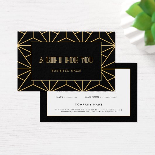 Retro  deco cadeaubon visitekaartje (Bureau)